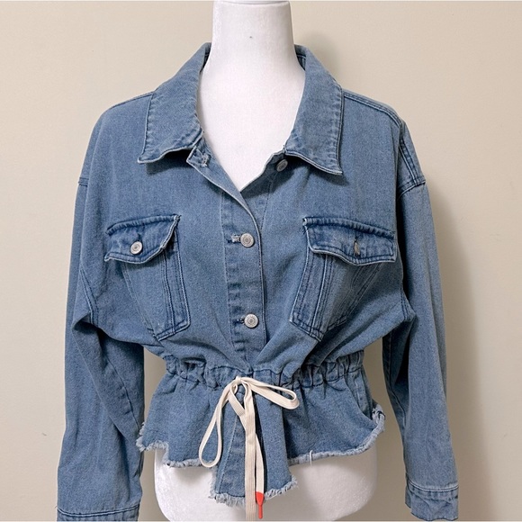 By 26 Ashley Vintage Charm NEW Denim Paperbag Drawstring Waist Jacket Top XL - Picture 3 of 16